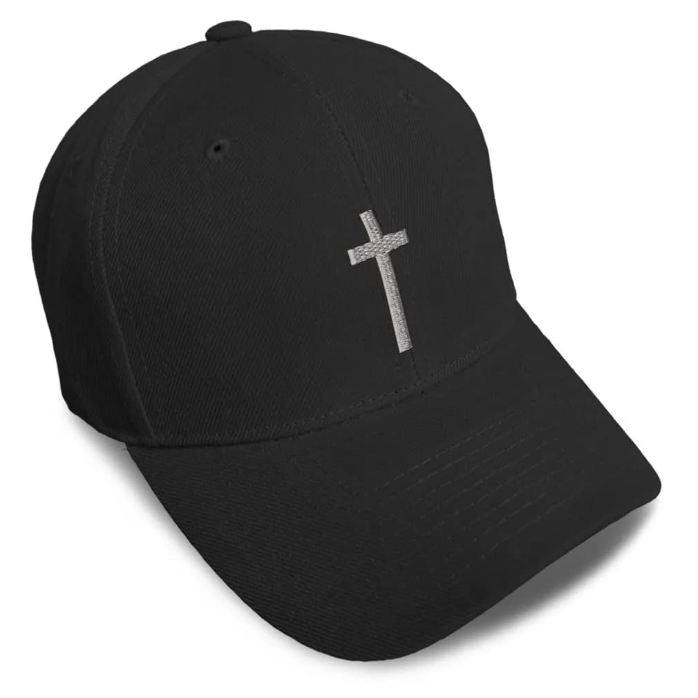 Speedy Pros Baseball Cap Cross Silver Christ Jesus God Faith Black Design Only | Embroidered, Adjustable, Unisex