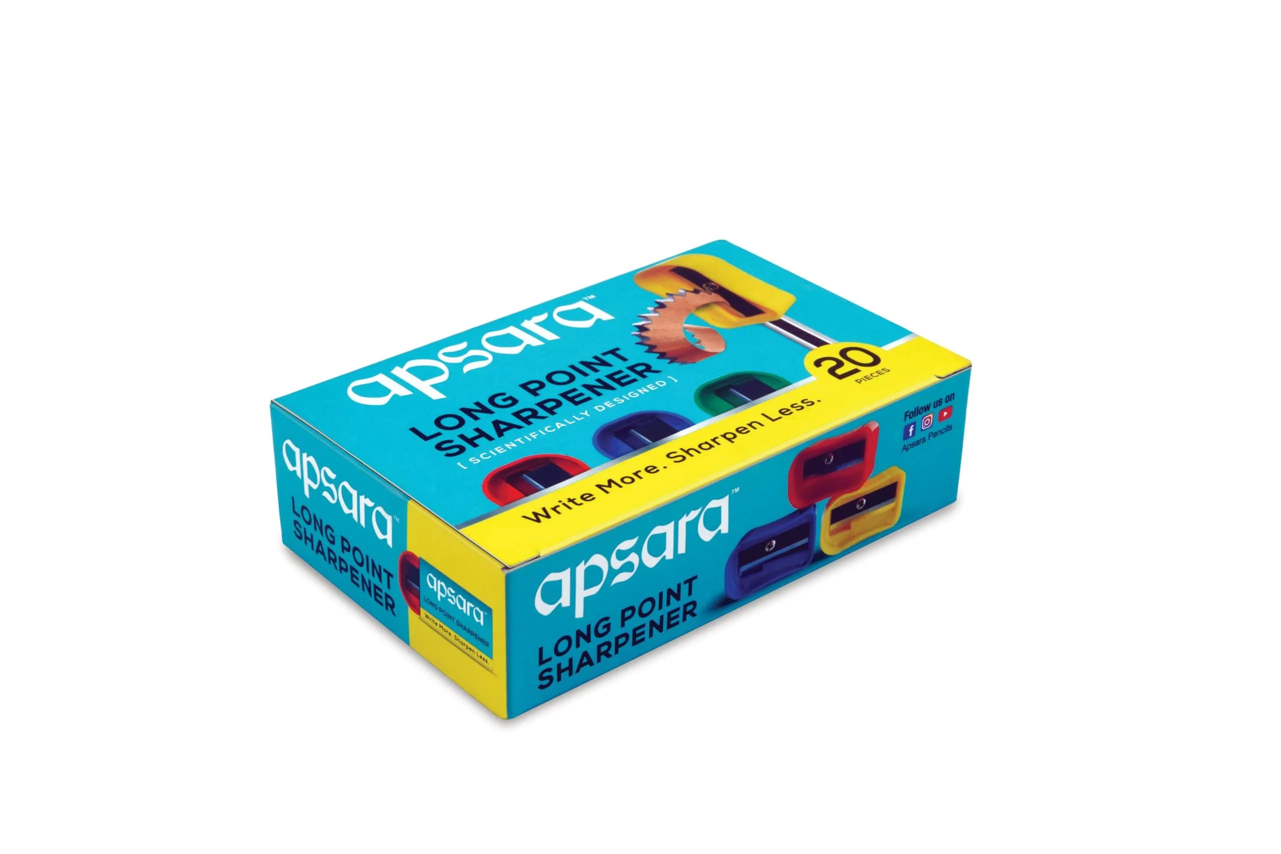 Apsara Long Point Sharpeners - Pack Of 20 | Long Tip for School & Office Use