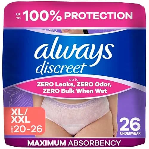 Always Discreet Incontinence Underwear for Women, Extra Large/XL, 26 Count | Max Absorbency, Discreet Fit thumbnail 1