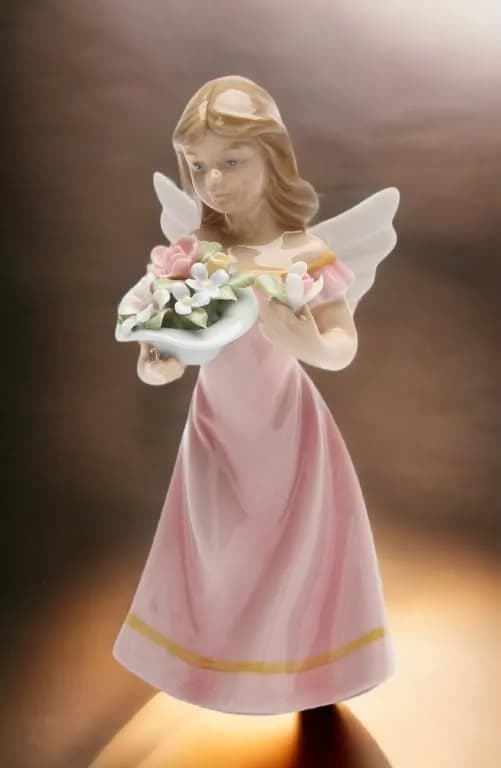 Cosmos Gifts Angel Figurine Pink Dress 5-3/8-Inch | Floral Ceramic Decor thumbnail 5