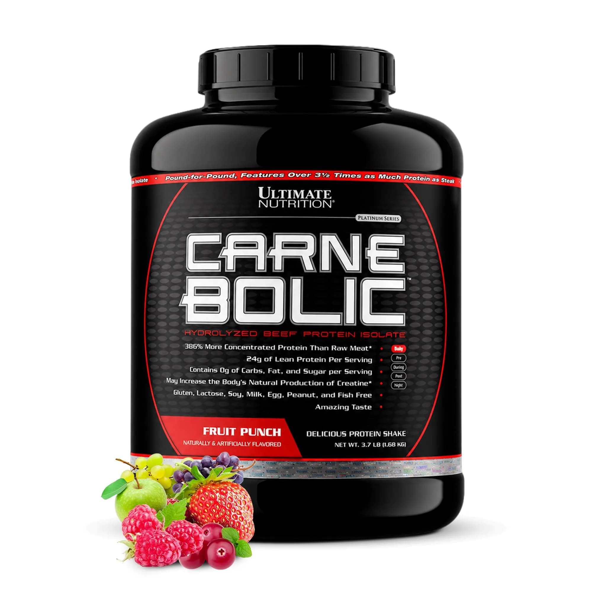 Ultimate Nutrition CarneBOLIC Beef Protein Isolate, Orange, 2 lb | Hydrolyzed, Dairy-Free, Keto & Paleo Friendly — Fruit Punch / 4 Pound