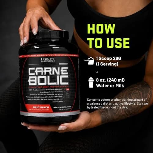 Ultimate Nutrition CarneBOLIC Beef Protein Isolate, Fruit Punch, 4 lb | Hydrolyzed Beef Protein for Muscle & Power thumbnail 5