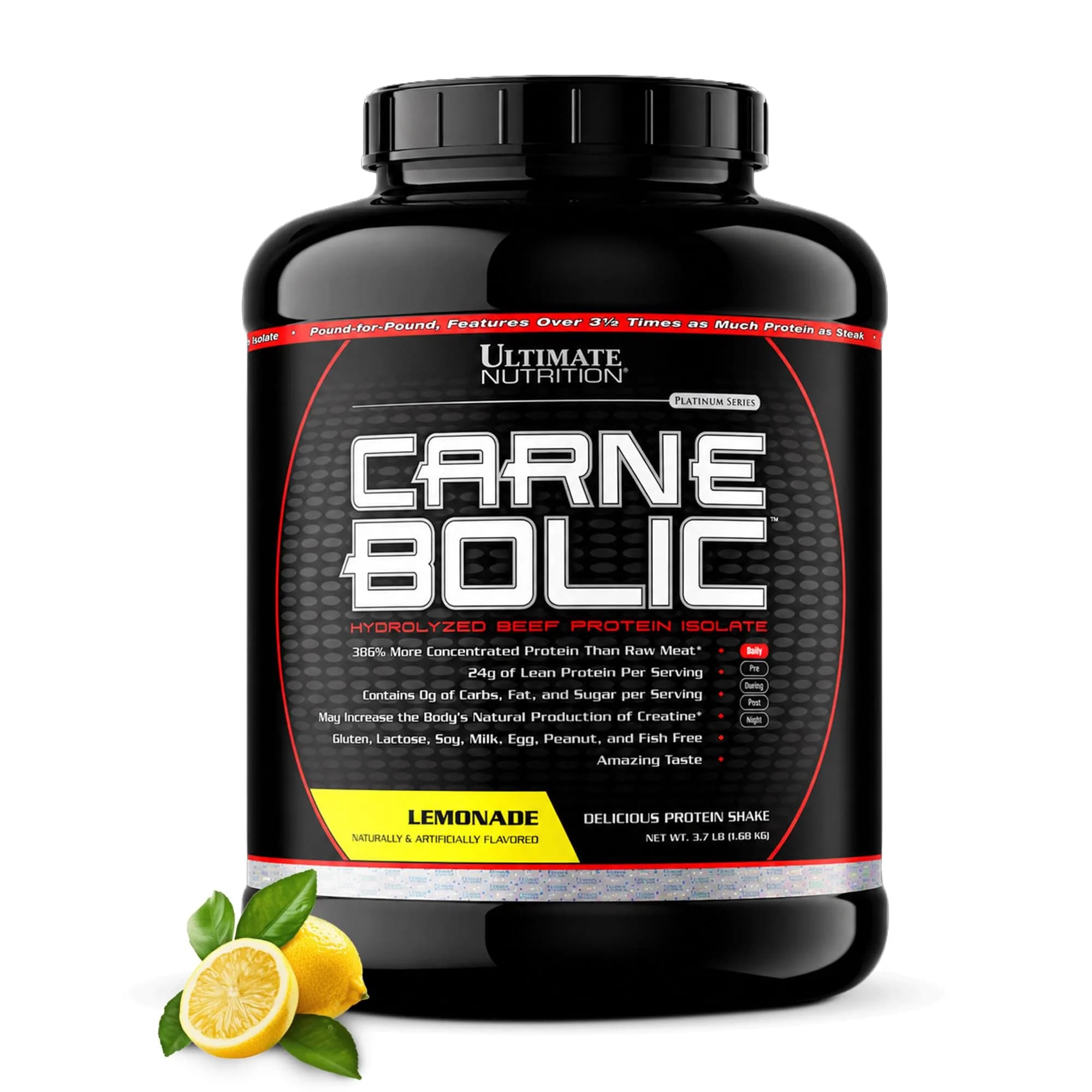 Ultimate Nutrition CarneBOLIC Beef Protein Isolate, Orange, 2 lb | Hydrolyzed, Dairy-Free, Keto & Paleo Friendly — Lemonade / 4 Pound