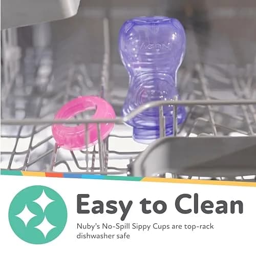 Nuby No-Spill Easy Grip Sippy Cup 300ml (10oz) 3-Pack | Spill-Proof Soft Straw Training Cup for Toddlers 12+ Months thumbnail 5