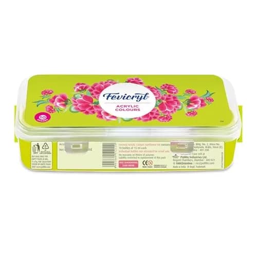Fevicryl Acrylic Colors Sunflower Kit 10 Shades 150ml (5.07 Fl Oz) | Bright & Transparent Art Paint thumbnail 1