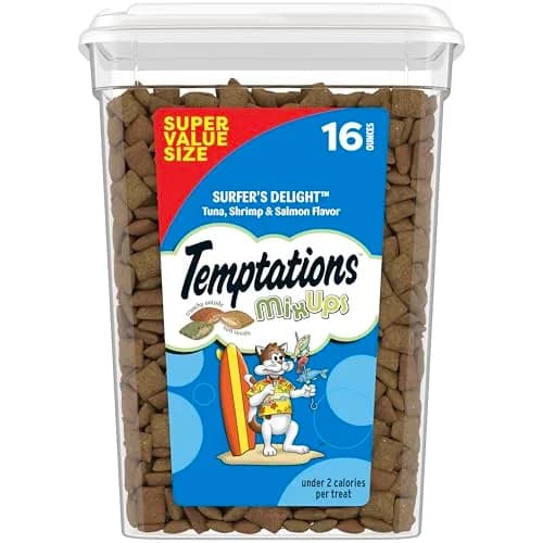 Temptations MixUps Surfer's Delight Crunchy Cat Treats - Tuna, Shrimp & Salmon Flavors, 16 oz Bag thumbnail 1
