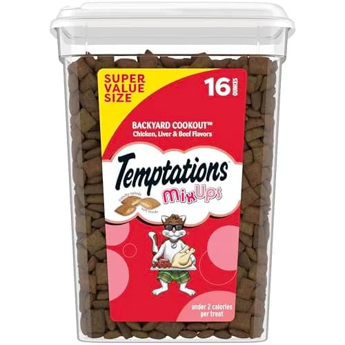 Temptations MixUps Crunchy and Soft Cat Treats, Cookout Flavor, 454g (16 oz) | Trifecta of Chicken, Liver & Beef Flavors thumbnail 1