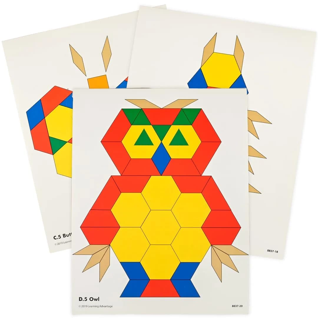 LEARNING ADVANTAGE Pattern Block Cards, Set of 20 | Shapes & Geometry for Kids - main product image