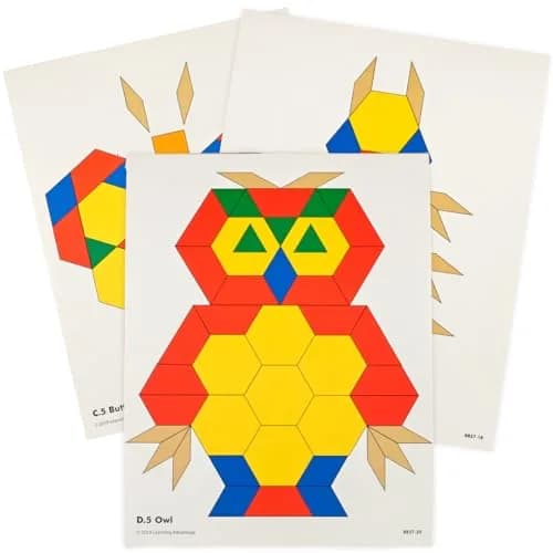 LEARNING ADVANTAGE Pattern Block Cards, Set of 20 | Shapes & Geometry for Kids thumbnail 1