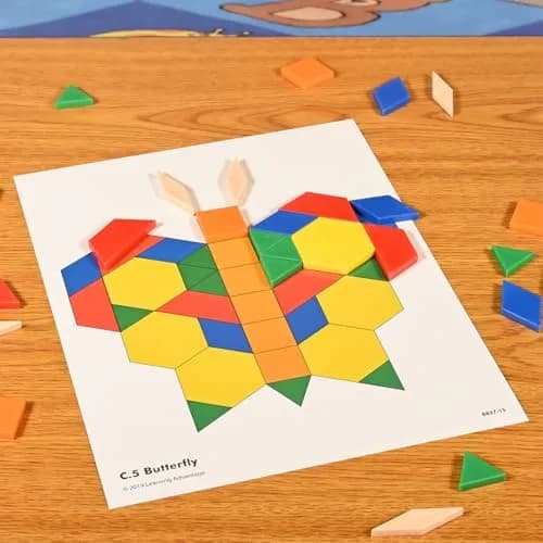 LEARNING ADVANTAGE Pattern Block Cards, Set of 20 | Shapes & Geometry for Kids thumbnail 2