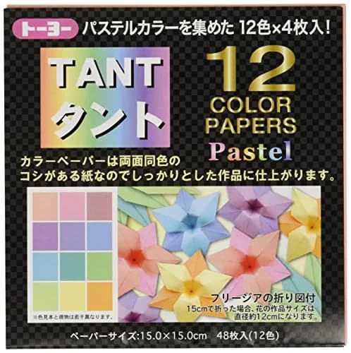 Toyo Tant Pastel Colors Origami Paper 15cm x 15cm (48 Sheets Total) | Japanese Pattern Printed Craft Paper thumbnail 1