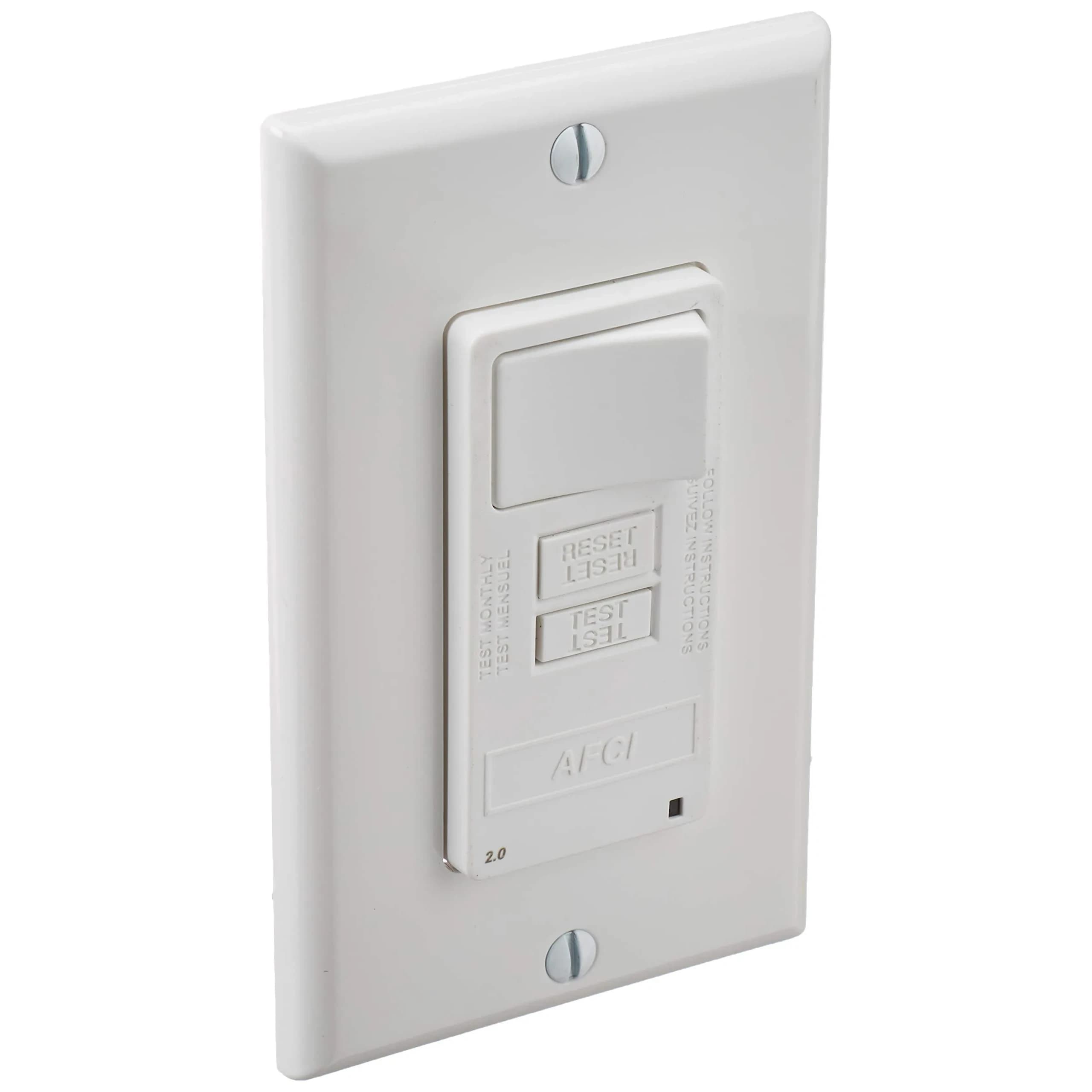 Leviton AFSW1-W 15A AFCI/Switch Combination Outlet, 125V, White | Protects Against Electrical Fires - main product image