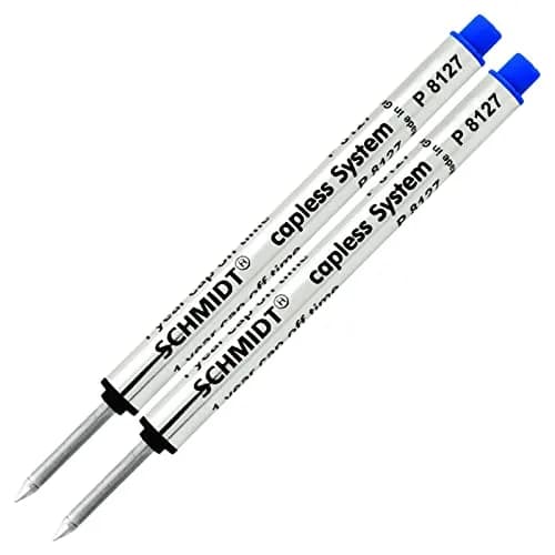 Schmidt P8127 Short Capless Rollerball Ink Refill Medium Tip Blue 2-Pack | Smooth Ink Flow thumbnail 1