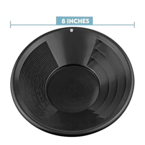 SE 8 Inch Gold Panning Pan - Dual Riffles for Easier Mining and Prospecting, Black | Lightweight Plastic Gold Pan with Micro & Deep Riffles thumbnail 4
