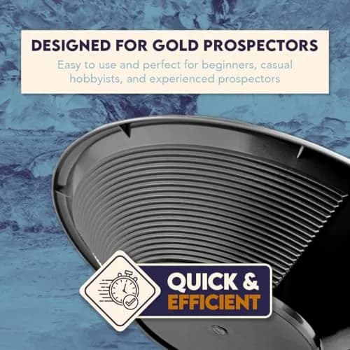 SE 8 Inch Gold Panning Pan - Dual Riffles for Easier Mining and Prospecting, Black | Lightweight Plastic Gold Pan with Micro & Deep Riffles thumbnail 6