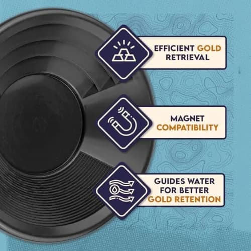 SE 8 Inch Gold Panning Pan - Dual Riffles for Easier Mining and Prospecting, Black | Lightweight Plastic Gold Pan with Micro & Deep Riffles thumbnail 7