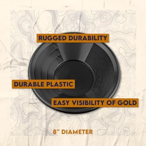 SE 8 Inch Gold Panning Pan - Dual Riffles for Easier Mining and Prospecting, Black | Lightweight Plastic Gold Pan with Micro & Deep Riffles thumbnail 3