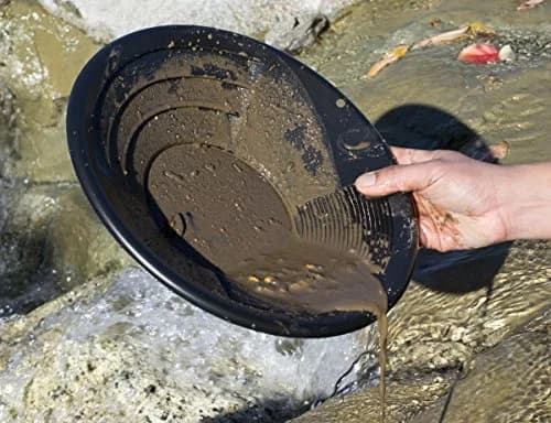 SE 12 Inch Gold Panning Pan - Dual Riffles for Easier Mining and Prospecting, Black | Lightweight Plastic Design for Gold Prospectors thumbnail 2