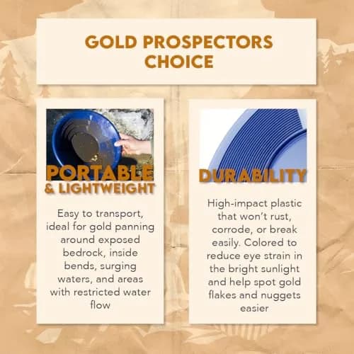 SE 12 Inch Blue Plastic Gold Panning Pan with Dual Riffles | Lightweight Prospecting Tool thumbnail 6