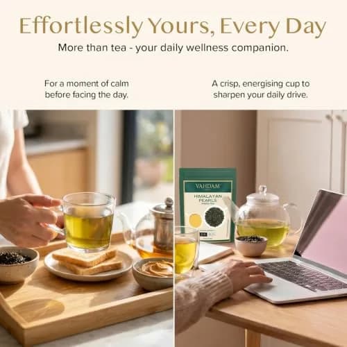 VAHDAM Himalayan Pearls Green Tea Loose Leaf 3.53oz | Premium Indian Green Tea, High Caffeine, Single Origin thumbnail 6