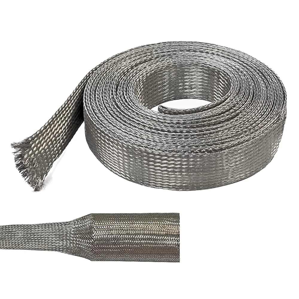 Electriduct 1/4" Tinned Copper Metal Braid Sleeving 0.16" Dia | Flexible EMI RFI Shielding Wire Mesh (25 Feet) — 0.125 Inch (0.08" Dia) | 50 Feet