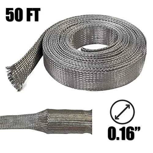 Electriduct 1/4" Tinned Copper Metal Braid Sleeving 50 Feet | Flexible EMI RFI Shielding Wire Mesh thumbnail 2