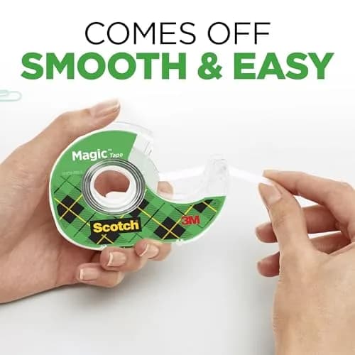 Scotch Magic Tape 3/4 in x 350 in per Roll — 12 Rolls with Dispensers | Invisible Matte Finish, Permanent Adhesive thumbnail 3