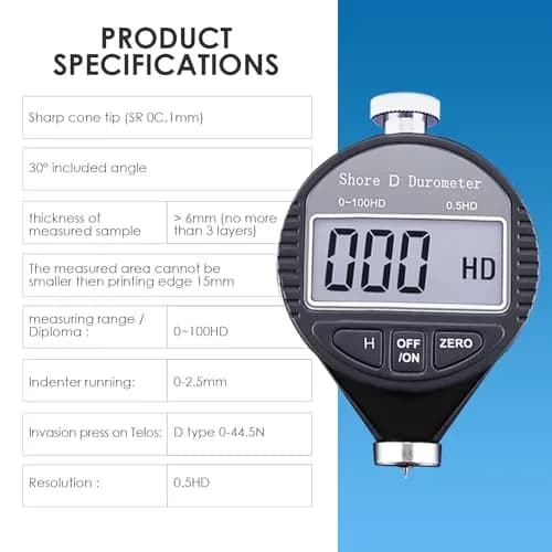 Gain Express Shore D Hardness Tester 87mm x 56mm x 25mm | Precise Digital Durometer for Rubber & Plastics thumbnail 4