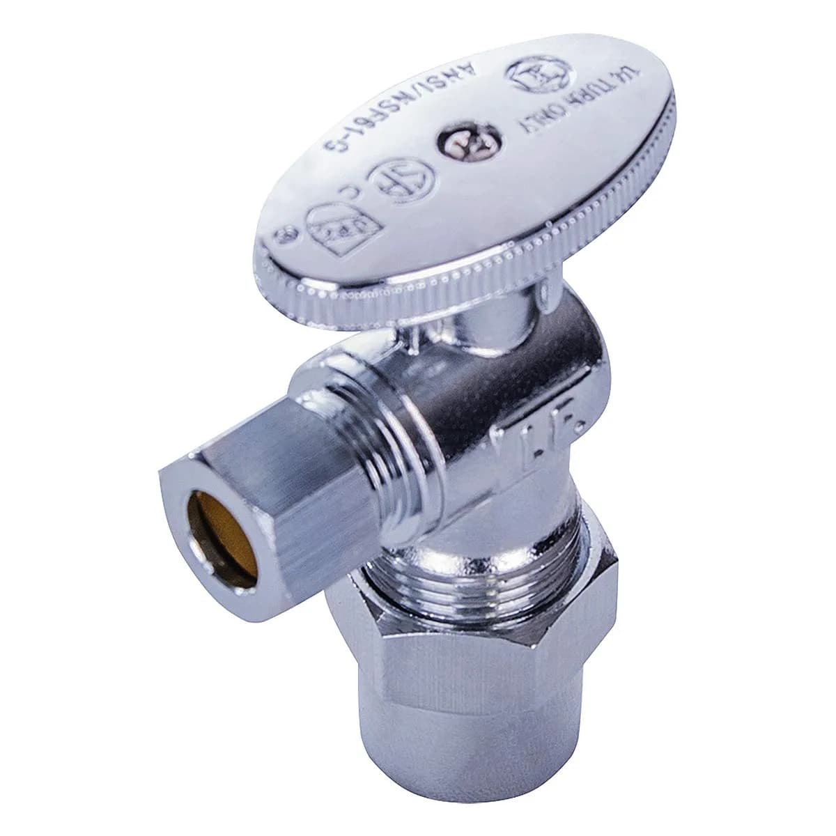 Midline Valve 81412QS-OM Angle Shut-off Valve 1/2 in. CPVC x 3/8 in. O.D. COMP Chrome Plated Brass