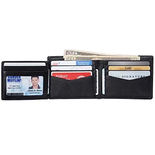 Alpine Swiss Spencer RFID Protected Leather Bifold Wallet | Black, 14 Card Pockets thumbnail 6