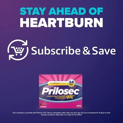 Prilosec OTC Omeprazole 20mg Delayed-Release Tablets Wildberry 42 | 24 Hour Heartburn Relief thumbnail 5