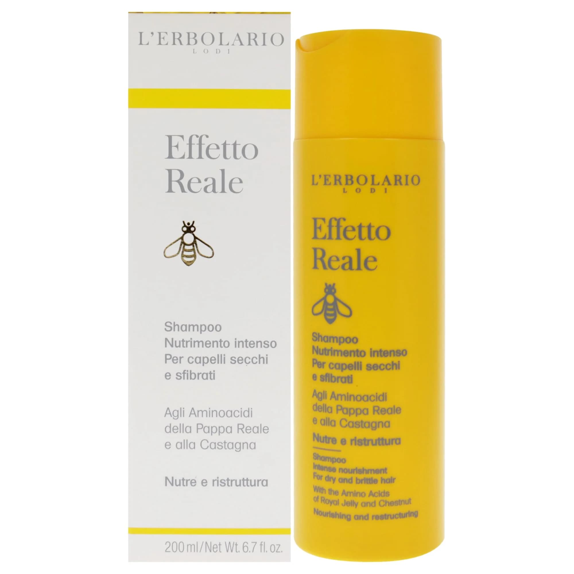 L'Erbolario Effetto Reale Intense Nourishment Shampoo – Clarifying for Dry & Brittle Hair – Unisex, 6.7 oz | Deep Nourishing & Hydrating - main product image