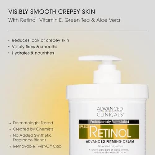 Advanced Clinicals Retinol Body Lotion & Face Moisturizer 1000ml (32 Fl Oz) | Targets Fine Lines & Wrinkles thumbnail 2