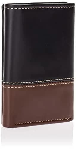 Timberland Two-Tone Trifold Genuine Leather Wallet Black/Brown | RFID Protected Slim Design thumbnail 3