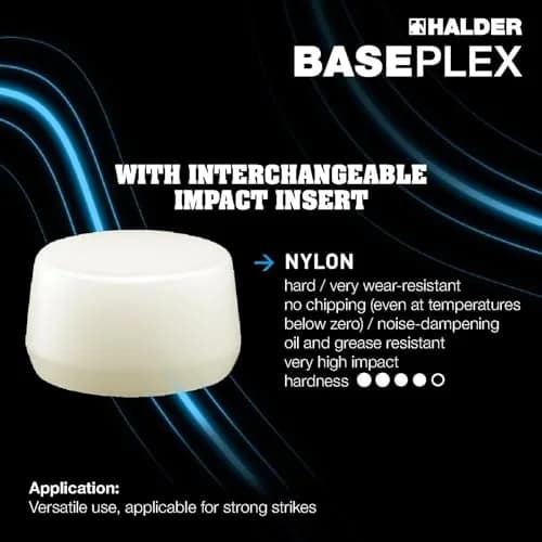 Halder Baseplex 2 lb. Mallet with Nylon Inserts on Both Sides | Zinc Die Cast Housing & Wooden Handle thumbnail 3