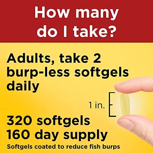 Nature Made Burp Less Fish Oil Omega 3 1000mg Softgels, 320 Count (160 Day Supply) thumbnail 5