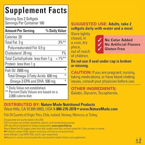 Nature Made Fish Oil Omega 3 Supplements 1000mg Softgels 320 Count thumbnail 6