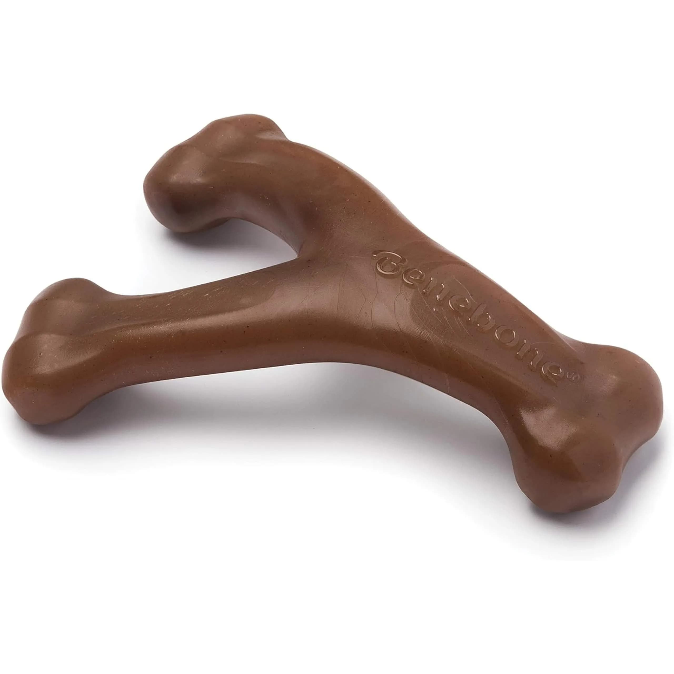 Benebone Wishbone Durable Dog Chew Toy Real Peanut Small | Tough Nylon for Aggressive Chewers