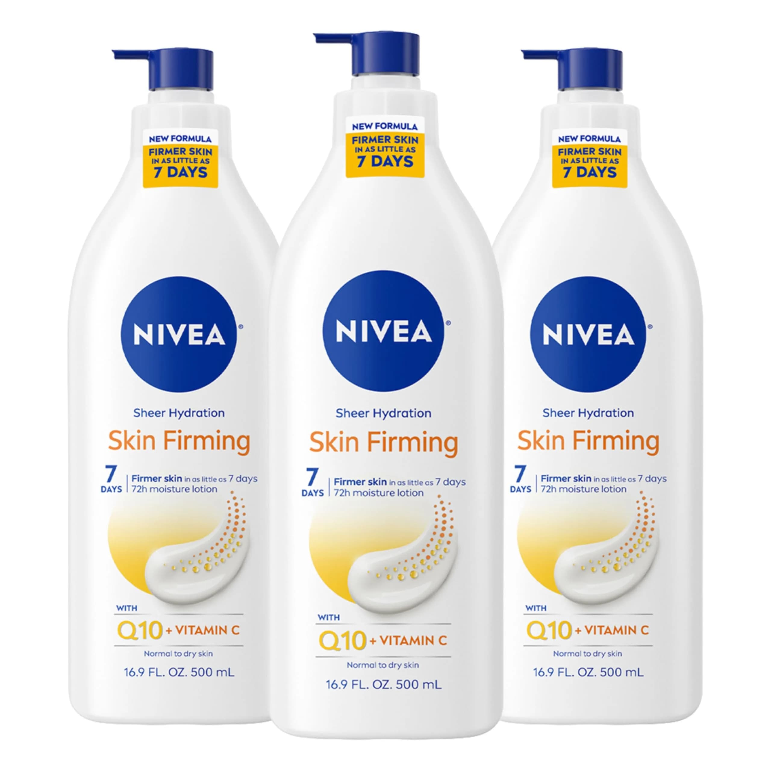 NIVEA Sheer Hydration Skin Firming Body Lotion with Q10 & Vitamin C 500ml (16.9 Fl Oz) | Firms Skin in 7 Days — 16.9 Fl Oz