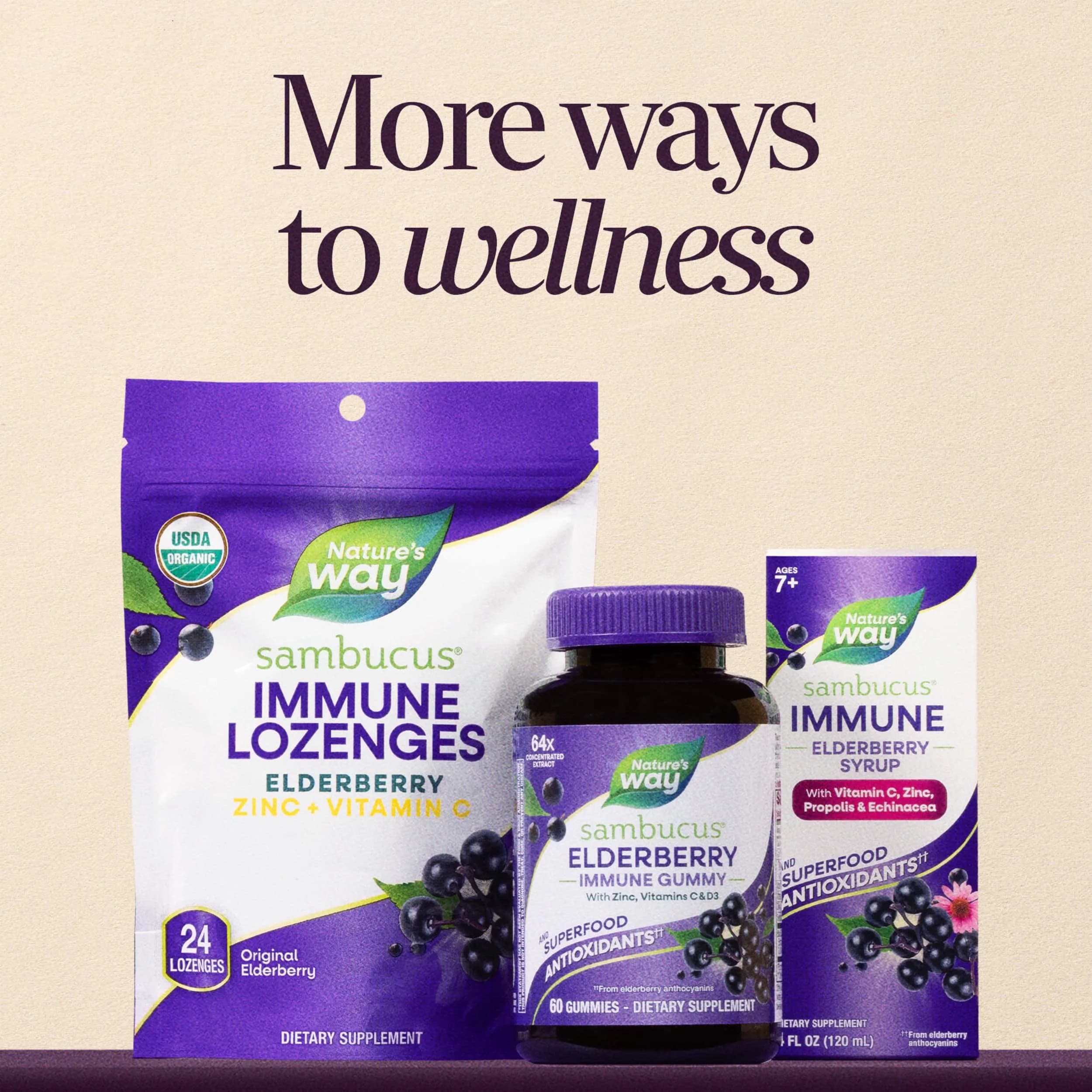 Nature's Way Sambucus Elderberry Gummies Immune Support with Vitamin C, D3, Zinc (60 Count) thumbnail 8