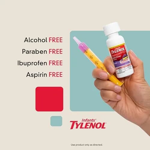Tylenol Infants' Oral Suspension, Acetaminophen, Grape, 60ml (2 fl. oz) | #1 Pediatrician-Recommended Pain & Fever Relief thumbnail 3