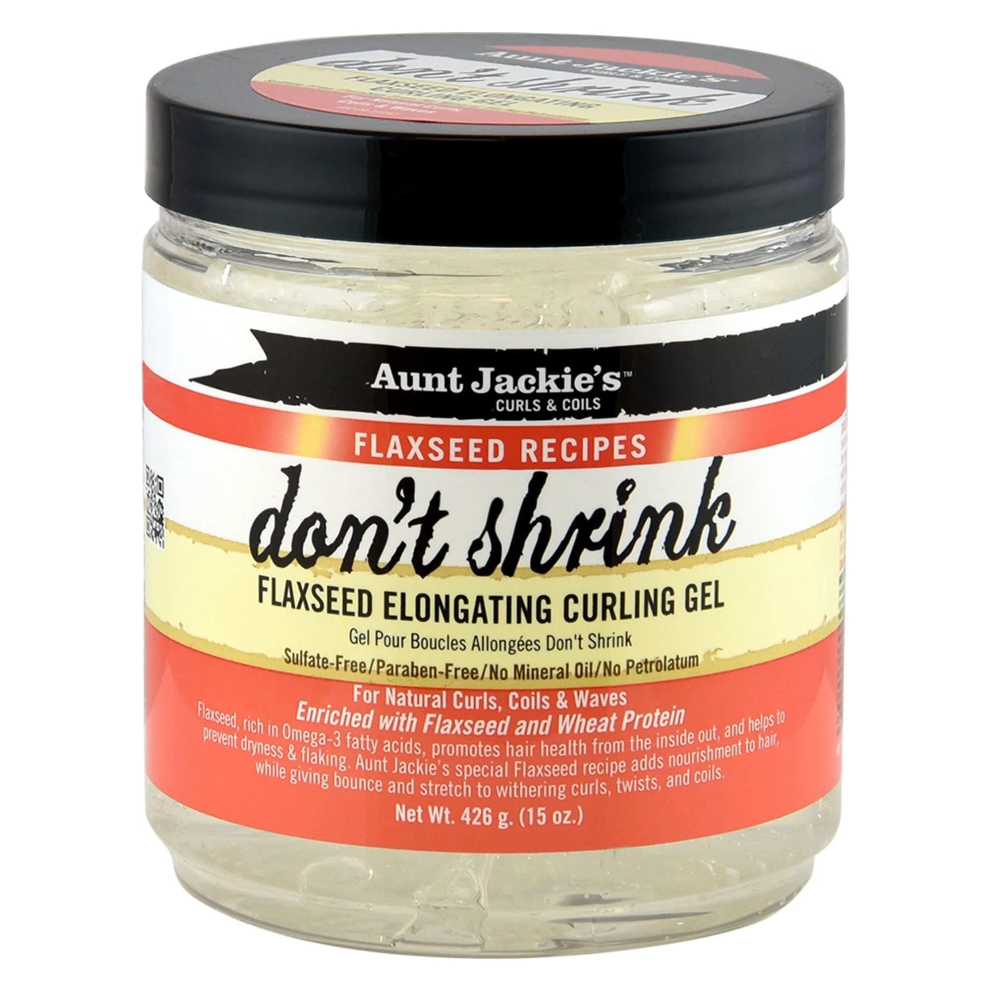 Aunt Jackie's Flaxseed Recipes Don't Shrink Elongating Curling Gel 426ml (15 Fl Oz) | Defines Curls, Prevents Dryness - main product image