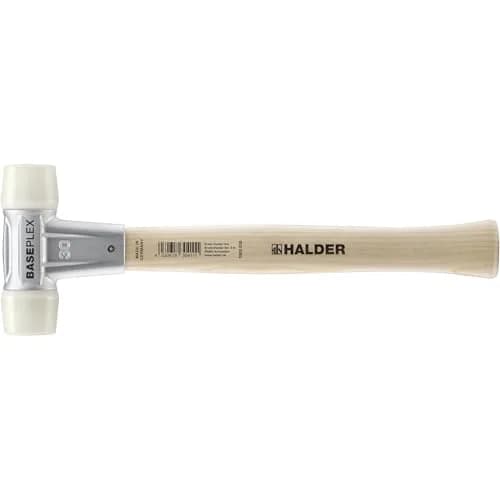 Halder Baseplex Soft-Faced Mallet 30mm | Wear-Resistant Nylon Inserts, Zinc Die-Cast Housing, Wooden Handle thumbnail 1
