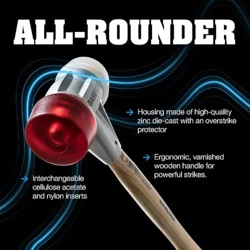 Halder Baseplex Soft-Faced Mallet 30mm | Wear-Resistant Nylon Inserts, Zinc Die-Cast Housing, Wooden Handle thumbnail 4