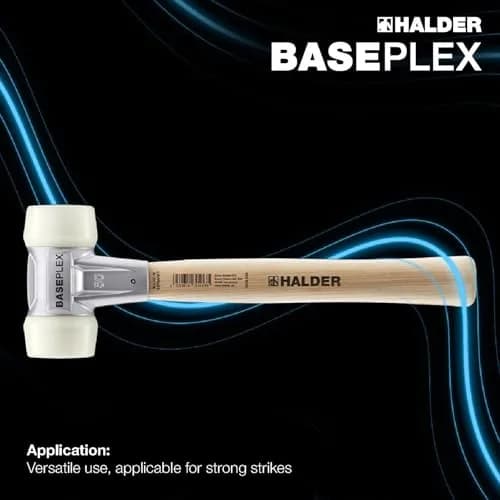 Halder Baseplex Soft-Faced Mallet 30mm | Wear-Resistant Nylon Inserts, Zinc Die-Cast Housing, Wooden Handle thumbnail 2