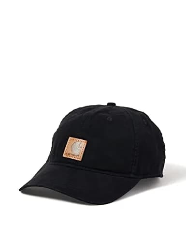 Carhartt Men's Canvas Cap, Black, One Size | Washed Canvas Baseball Cap with Adjustable Fit thumbnail 1