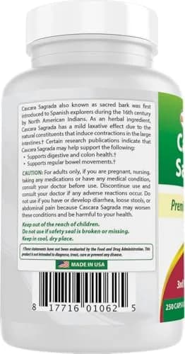 Best Naturals Cascara Sagrada 450 mg | Digestive Support Capsules for Adults thumbnail 7