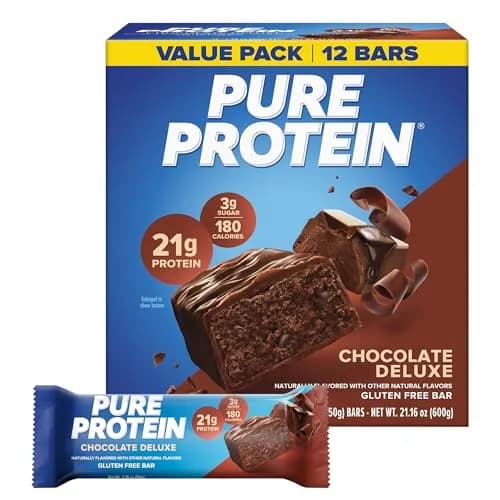 Pure Protein Chocolate Deluxe Protein Bars 21g Protein 12 Count | Gluten Free Snack for Fitness Goals thumbnail 1