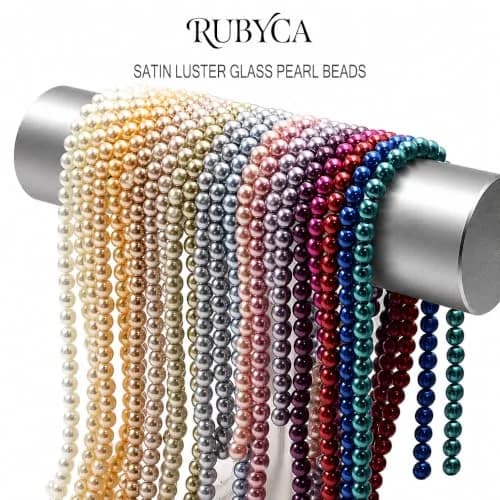 RUBYCA 200Pcs Czech Satin Luster Glass Pearl Beads 8mm Bordeaux Red | DIY Jewelry Supplies thumbnail 4