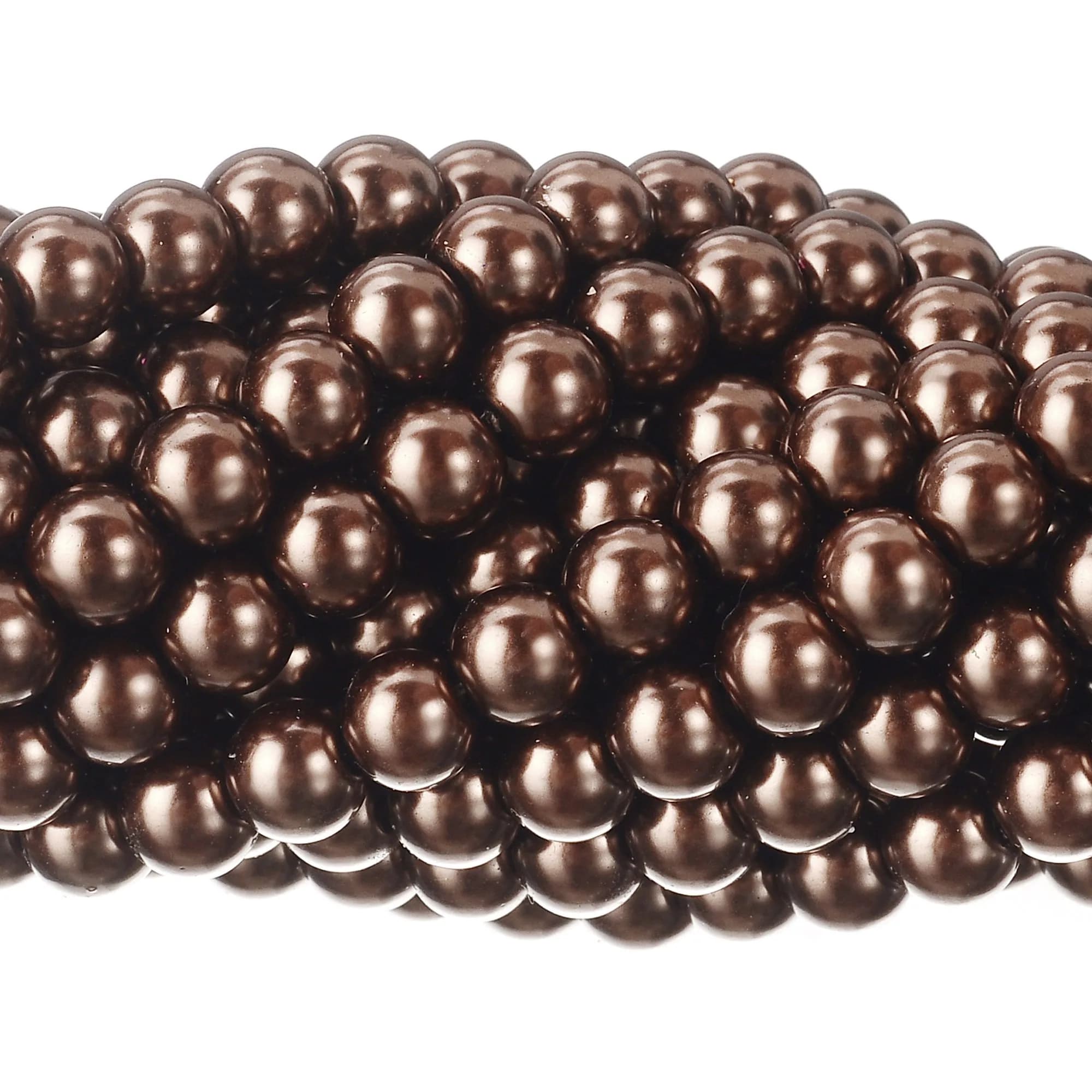 RUBYCA 200Pcs Czech Satin Luster Glass Pearl Beads 8mm Bordeaux Red | DIY Jewelry Supplies — Chocolate Brown / 08 MM